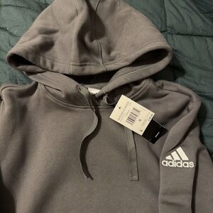 Adidas Fleece Hooded Sweatshirt  Gray Adult Small